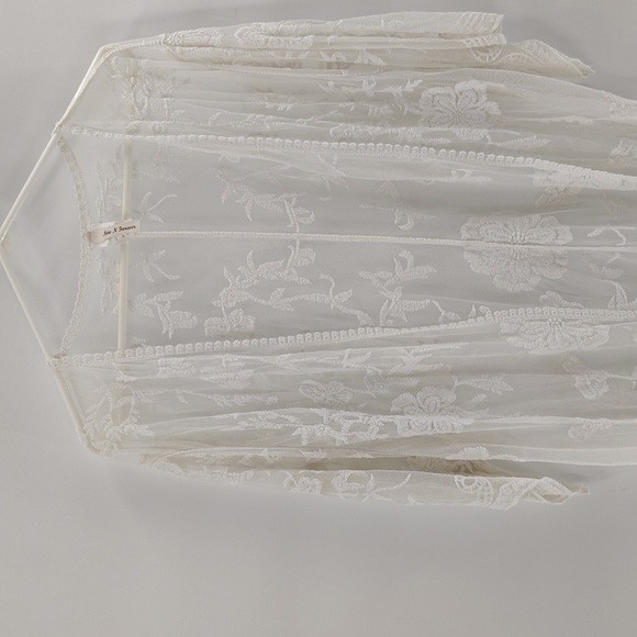 Now N Forever Lace Mesh Open Duster White OS Long Kimono Swim Cover - Picture 2 of 7